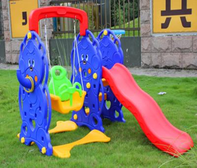 China Environmental friendly plastics environmental friendly plastics suitable for indoor and outdoor small elephant slide, drop swing three-in-one combination for sale