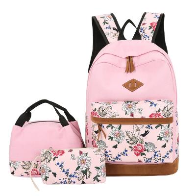 China High-Quality Three-Piece Large-Capacity Student Backpack Japanese Girls' School Bag Floral Backpack Anti-Theft for sale