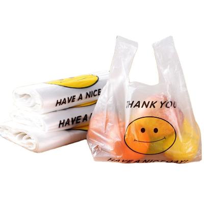 China 100PCS/PACK Eco-friendly hot selling supermarket selling goods custom white transparent biodegradable plastic retail shopping bag for sale