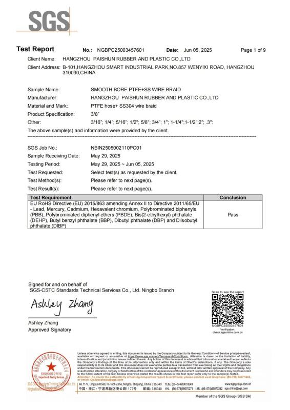 RoHS - Hangzhou Paishun Rubber & Plastic Co., Ltd