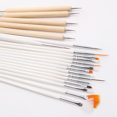 China Wholesale Wooden Nail Dotting Pen Tools 20pcs/set Nail Polish Painted Brush Synthetic Acrylic Nail Art Brush Set for sale