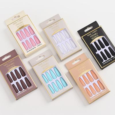 China Easy Apply New 2022 False Nail Pure Color Frosted Series Artificial Nail Tips Full Coverage Press On Nail for sale