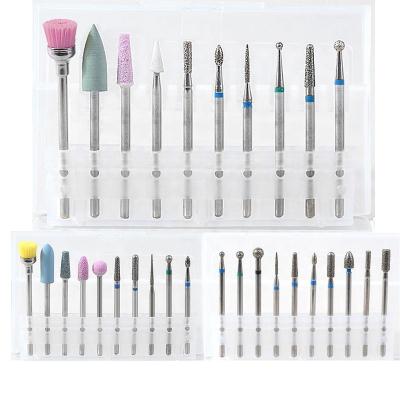 China Easy Apply 10pcs Diamond Rotate Burr Silicone Polishing Accessories Manicure Nail Drill Bit Set for sale