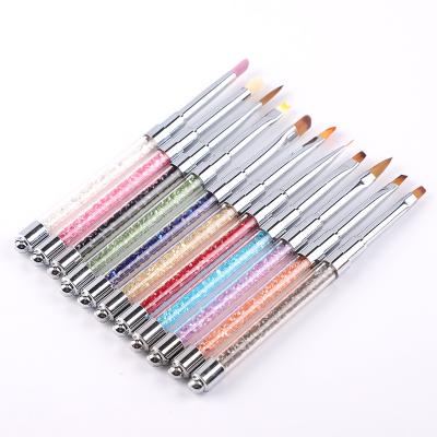 China High Quality Acrylic Diamond Handle Nail Pusher Pen Painting Nail Gel Brush for sale