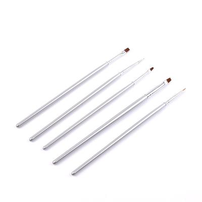 China CLOU 5pc Customized Logo Wood Handle Silver Nail Dotting Pen French Nail Art Gel Set Brush for sale