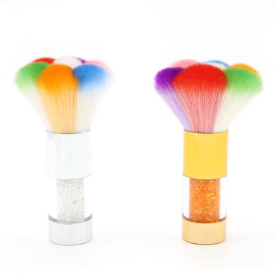 China Face Multi-colors Nail Brush Rainbow Nail Dust Brush Single Nails Brush With Drill Handle Makeup Brush OEM ODM for sale