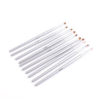 China Wholesale NAIL Factory Handle Petal Pen Nail Drawing Flower Silver Wooden Painting Brush for sale