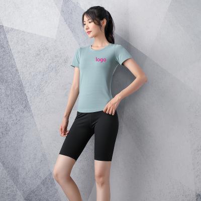 China Breathable Wholesale Custom Workout Fitness Gym Shirt Yoga Running Top For Lady for sale