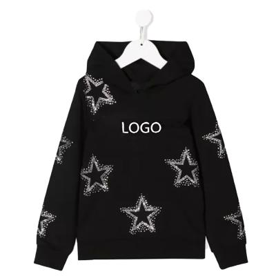 China custom anti wrinkle hoodie men street wear french terry star rhinestone hoodies for sale