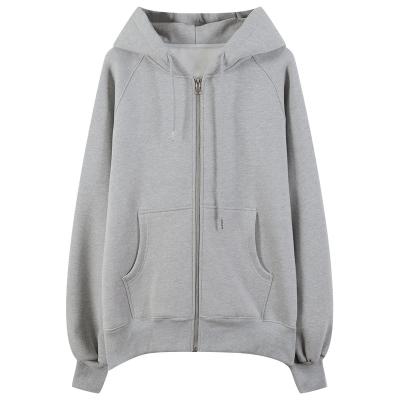 China Wholesale Anti Wrinkle Women's Hoodie Cotton Full Sheath Full Zipper Gray Oversized Hoodie For Women Hooded Women for sale