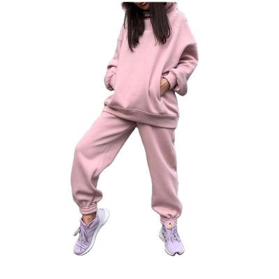 China High Quality Women's Side Pocket Custom Women's Anti-Pilling Tracksuits Anti-Pilling Logo Hoodie 2 Pieces Set Hoodie Set Blank for sale