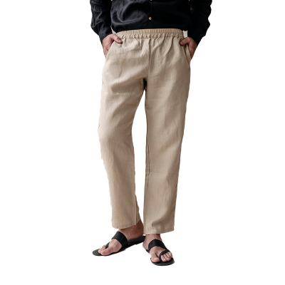 China Anti Wrinkle Anti Wrinkle Mens Canvas Pants Straight Elastic Waist Men's Cotton Leg Pants Canvas Joggers for sale