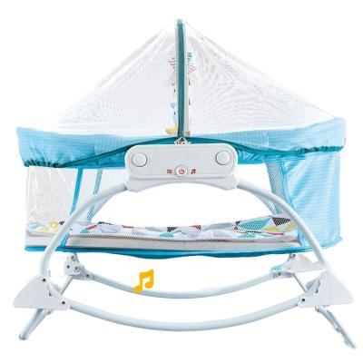 China Smart Music Electric Vibration Baby Cartoon Baby Crib Bed with Mosquito Net Comfort Chair for sale