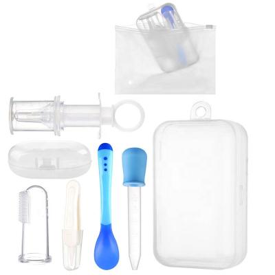 China Latex Baby Feeder Combination Set Syringe Dropper Feeder Spoon Clip Free Toothbrush 5 Piece Set for sale