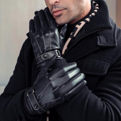 China Smart Touch Fashion Black Winter Men's Synthetic Leather Touch Screen Gloves Cycling Training Gloves For Men for sale