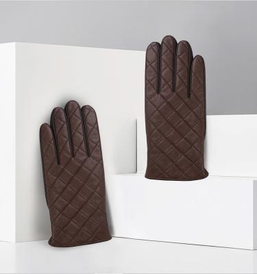 China OEM Verified Custom Acrylic Knit Scratch Brown Genuine Leather Winter Gloves Workout Gloves For Men for sale