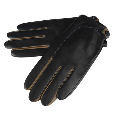 China Touch Screen Factory Supply Black High Quality Leather Touch Screen Gloves Men for sale