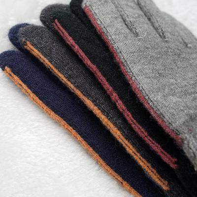 China Winter Warm Men's Knitted Wool-acrylic Gloves Color Block Fashion Color Block Design Touch Screen Magic Gloves for sale