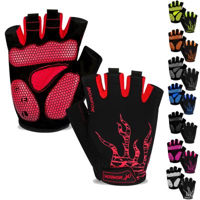 China SBR Gel Padding Half Finger Breathable Anti-Slip Shock Absorbing Padded Sports Cycling Bicycle Gloves For Women Men for sale