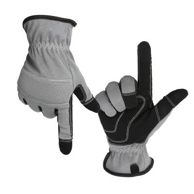 China Elastic Wrist+Anti Slip Padded Breathable Synthetic Leather Work Gloves Men Palm Touch Screen Gardening Gloves With Anti Slip Padded Palm for sale