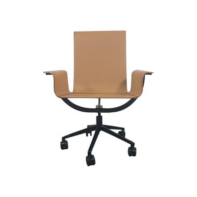 China Stainless Steel Swivel + Saddle Comfortable Wheel Movable High Quality Leather Office Chair for sale