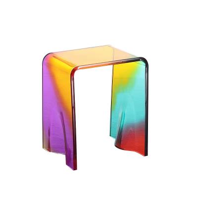 China Factory Fashion (Others) Rainbow Stool Stool Adjustable Hot Acrylic Colorful Change Stool Transparent Light Luxury Living Room Furniture for sale