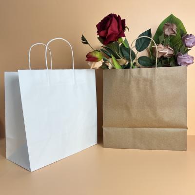 China Recyclable cute white paper shopping bag with handel for shoes and clothes and food and gifts size 28mm*15mm*28mm for sale