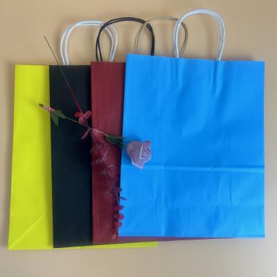 China Recyclable beautiful colorful gift shopping paper bag with handel for food and gift and shopping size 26mm*12mm*32mm for sale