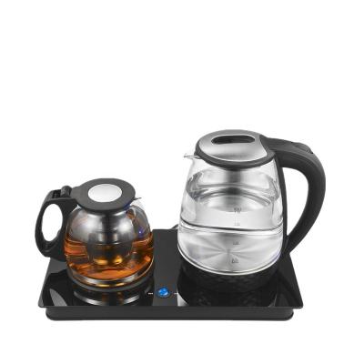 China 360 Degree Model New Glass Material Tea Maker Boiler Water Base Rotation Electric Kettle for sale