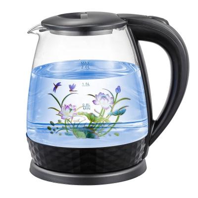 China 360 Base 1500W 1.8L Degree Rotating Glass Water Jug Heater Healthy Boiler Drinking Cordless Electric Glass Kettle for sale