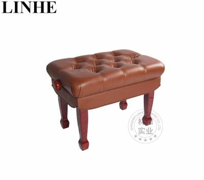 China Single Seated High Quality Luxury Piano Stool Polished Walnut Brown Piano Leather Adjustable Bench for sale