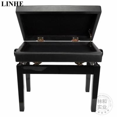 China Luxury Black Velvet Keyboard Folding Single Seated Piano Stool With Music Sheet Storage for sale