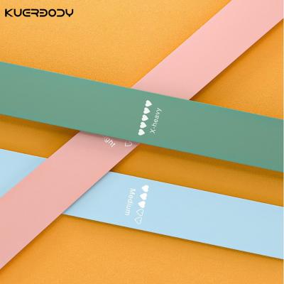 China KUER Gummiband OEM Non Slip Customized Printed Pattern Private Label Resistance Gym Training Bands for sale