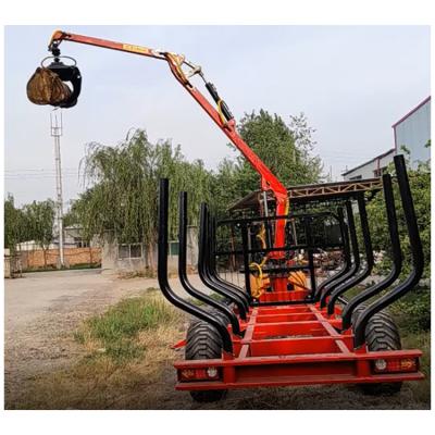 China Factory forestry machine 4.2-7m hydraulic grapple log timber timber crane loader log trailer with crane atv for sale