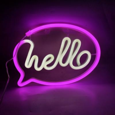 China Residential Hello Light Neon Sign Light For Wall Decor And Gift Giving for sale