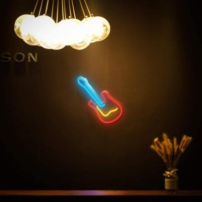 China HOTEL Guitar LED Neon Light Sign with Stand Base for Party Supplies Girls Room Decoration Prop for Party Table Decoration for sale