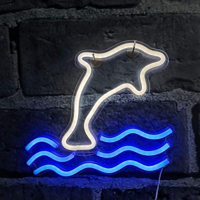 China HOTEL Dolphin LED Neon Light Sign with Stand Base for Party Supplies Girls Room Decoration Prop for Party Table Decoration for sale