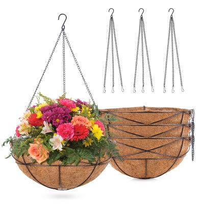 China Europe Outdoor 4Pack For Garden Decor Hanging Planters With Natural Coconut Liner Baskets For Plants for sale