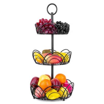 China Wholesale China Supplier 3 Tier Fruit Vegetable Basket Sustainable Kitchen Organization Bread Basket for sale