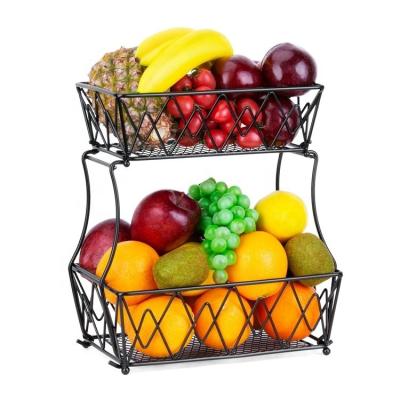 China Factory direct home storage viable 2 tier fruit and vegetable storage basket organizers for sale