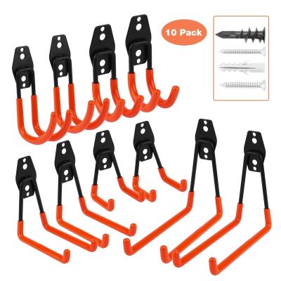 China 10 Pack Durable Heavy Duty Garage Storage Hooks Wall Utility Mount Hanging Hooks For Garden Tools Garage Hooks for sale