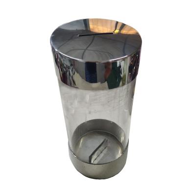 China Acrylic Donation Box Stainless Steel Charity Presentation Box Donation Box With Lock for sale