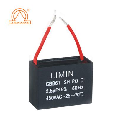 China AC / Ceiling Fan Parts Capacitor CBB61 Motor Current 6uf 450v Capacitor for sale