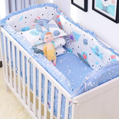 China 6pcs/set Universe Design Crib Bedding Set Cotton Toddler Baby Anti-Static Blue Bed Linen Include Baby Crib Bumpers Sheet Pillowcase for sale