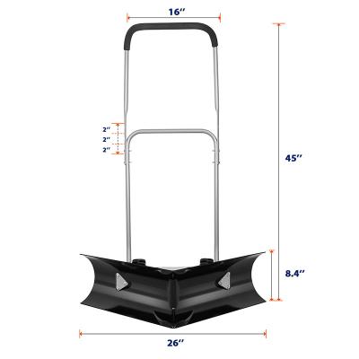 China Best Selling Heavy Duty Rolled Heavy Duty Rolling Snow Plow Shovel Removal Tool Snow Pusher Garden Cart Right Angle Snow Cleaning Pusher for sale