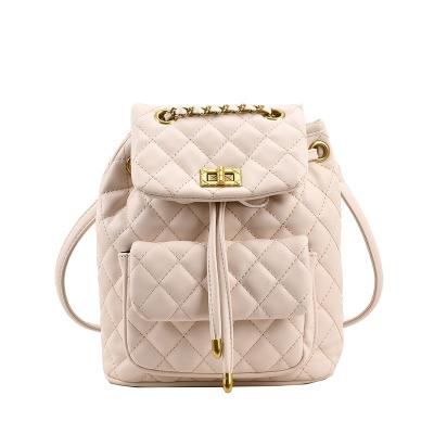 China Waterproof Women's New Arrivals Quilting Backpack Classic Premium Hardware Customized Pu Leather Logo Stylish for sale