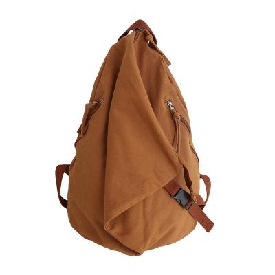 China Waterproof Trendy Unisex Solid Color Cotton Canvas Backpack Vintage Large Capacity Outdoor Travel Rucksack Hiking Backpacks for sale