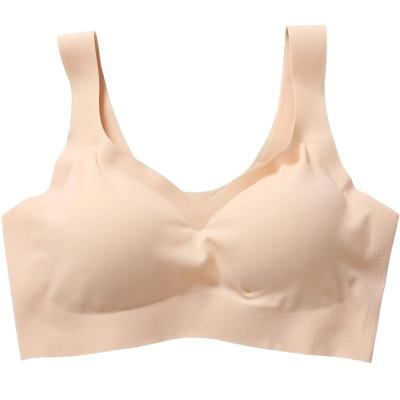 China Women QUICK DRY Solid Ice Silk Laser Cutting Bra Wireless Care Vest Bra Manufacturers Direct Selling Breathable Removable Protective One-Piece for sale