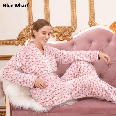 China QUICK DRY Pajama Sets For Women With Soft Cozy Warm Polka Dot Bathrobe Cozy Plush Fleece for sale