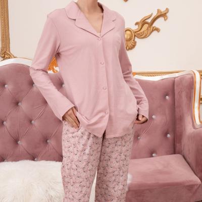 China QUICK DRY Women Sleep Lounge Woven Squishy Pijamas Mujer Home Wear Long Sleeve Top Drawstring Pants Women Winter Pijama Pink Set for sale